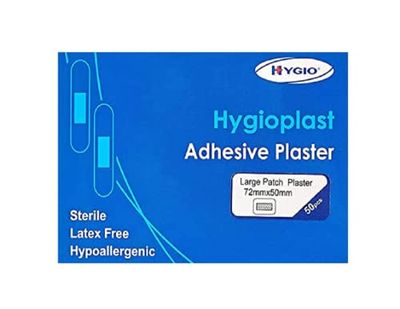 Hygioplast Sterile Low Allergy First Aid Washproof Plasters, 7.2 x 5 cm, Pack of 50