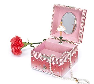 Trousselier - Carillon Ballerina Rosa - Carillon Portagioie Bambina Ragazza - Carillon Bambina Fosforescente - Musica Bel Danubio Blu - Porta Gioie Bambina Regalo Ballerina