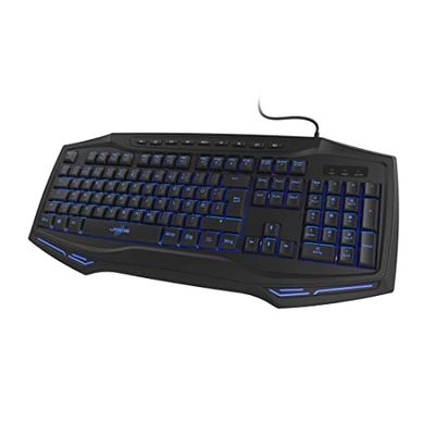 uRage Tastiera Gaming Retroilluminata (Clavier Gamer Silenzioso, Retroilluminazione 7 Colori, Anti-Ghosting, Win-Lock, AZERTY, Wired Poggia Polso, 4 Tasti Macro, 12 Tasti Funzioni Dirte) Nero