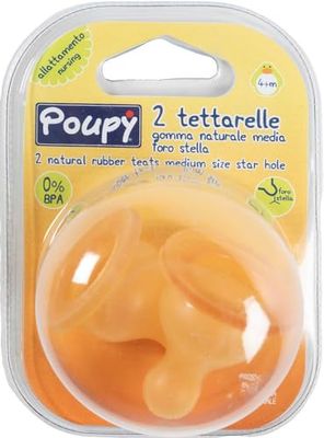 Babyfopspeen van natuurlijk rubber, BPA-vrij, met stergat, wasbaar en herbruikbaar, geschikt voor Poupy-flessen met smalle hals