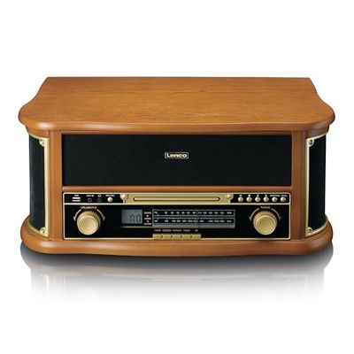 Lenco TCD-2551 - Giradischi per vinile, in vinile, con altoparlante Bluetooth, lettore CD, platino, 3 velocità, trasmissione a cinghia, 2 x 5 Watt, legno