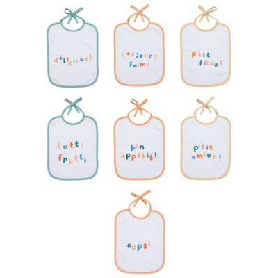 babyCalin - Lot de 7 Bavoirs naissance à message 20 x 25 cm