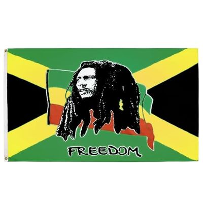 AZ FLAG - Bandera Bob Marley - 90x60 cm - Bandera Jamaiquina – Jamaica 100% Poliéster con Ojales de Metal Integrados - 50g - Colores Vivos Y Resistente A La Decoloración