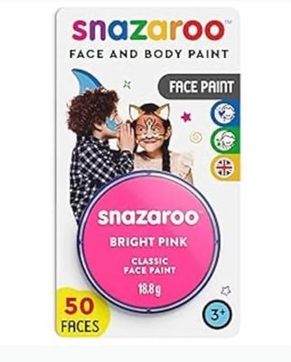 Snazaroo 1119058 Kinderschmink, huidvriendelijke hypoallergene gezichtsmake-up op waterbasis, vrij van parabenen - 18ml Blister, Bright Pink