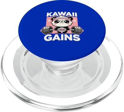 Kawaii Gains, Panda Anime Culturismo Gimnasio Entrenamiento Fitness PopSockets PopGrip para MagSafe