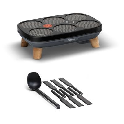 Tefal Crêpier Gourmet, Crêpier électrique, 6 empruntes, Revêtement antiadhésif, Rangement facile, Thermo-Spot, PY901BF1
