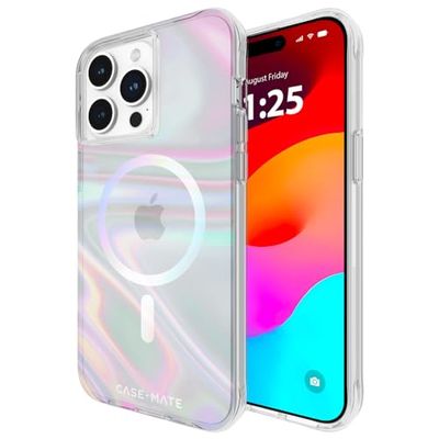 CASE-MATE iPhone 15 Pro Max Hoesje - Zeepbel [12FT valbescherming] [Compatibel met MagSafe] Magnetische hoes met iriserend werveleffect voor iPhone 15 Pro Max 6,7 inch, krasbestendig, schokbestendig