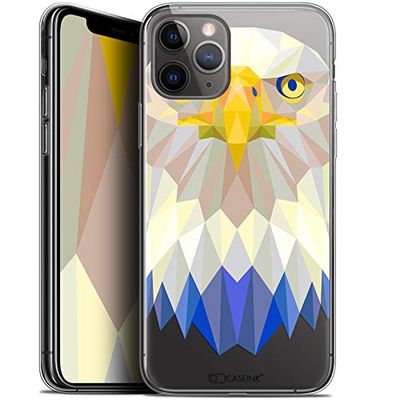 Caseink Beschermhoes voor Apple iPhone 11 Pro (5,8 inch), HD gel, bedrukt in Frankrijk, Polygon serie Animal – zacht – ultradunne adelaar