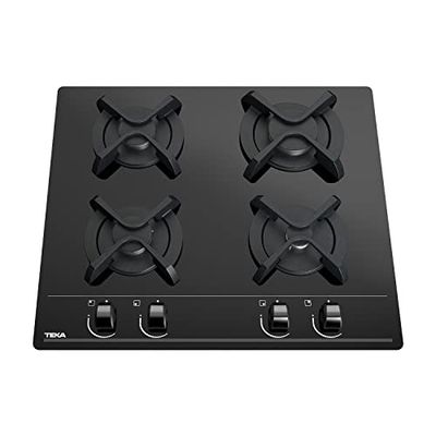 Teka GBC 64000 KBB - Placa Gas 4 Fuegos, Cristal, 60 cm, Negro