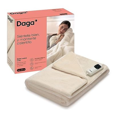 Daga Relax Soft Chic Elektrische bankdeken, Intellisense-verwarmingstechnologie, zachte stof, chique vachteffect en fluweel, 6 temperatuurniveaus, 160 x 120 cm