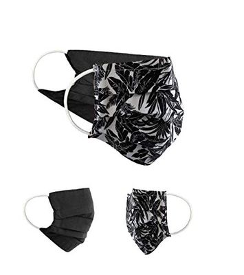 Community Masks 2-pack set unisex makeshift mask reversible mouth protection mask mouth and nose protection reversible mask with print cotton BCI washable,Black