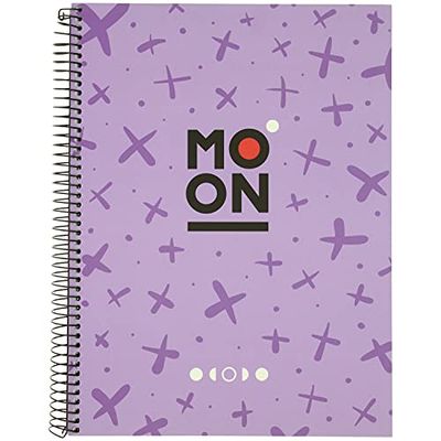 Grafoplás 88528469 notitieboek A4, lavendel, hardcover, laminering, soft anti-vingerafdruk, 100 vellen 90 g, liniatuur 5 x 5, microgeperforeerd, 4 gaten, FSC, collectie Moon
