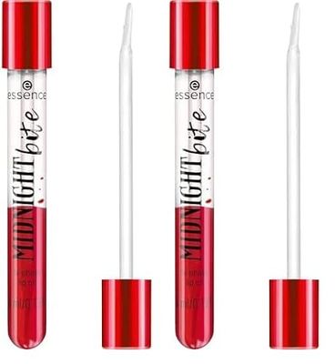 Essence Cosmetics Aceite labial bifásico MIDNIGHT bite, cuidado, con grasas, brillante, translúcido (4ml) (Paquete de 2)