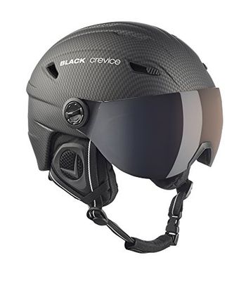 BLACK CREVICE Silvretta casco da sci I Casco da sci con visiera stile pilota I diversi colori I Casco uomo & donna I Casco in policarbonato I Casco da sci traspirante I Taglie regolabili (XL, Carbone/Nero)