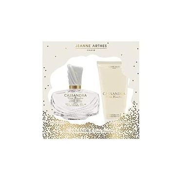JEANNE ARTHES - Coffret Cadeau pour Femme - Cassandra Rose Blanche - Eau de Parfum 100 ml + Lait pour le corps 150 ml - Parfum Ambre Santal - Fabriqué et conditionné en France à Grasse