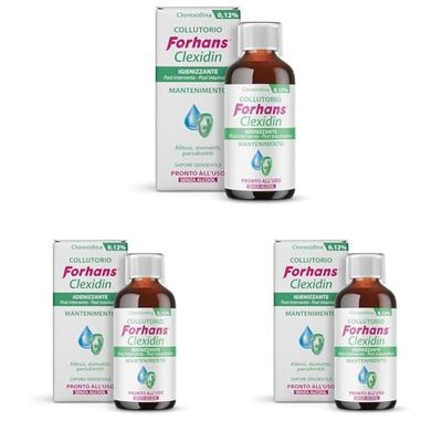 Forhans Clorexidina, Collutorio Clexidin 0,12%, Antisettico, Azione di Mantenimento per Infiammazioni o Infezioni del Cavo Orale Post Intervento, Senza Alcol, Sapore Gradevole, 200 ml