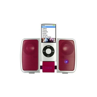 Logic 3 i-Station resandehögtalare för alla iPod, MP3-filer, iPhone och mobil – Mauve Red