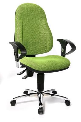 Topstar Wellpoint 10 Deluxe, ergonomische bureaustoel, bureaustoel, kuipstoel, incl. in hoogte verstelbare armleuningen, stoffen bekleding appelgroen