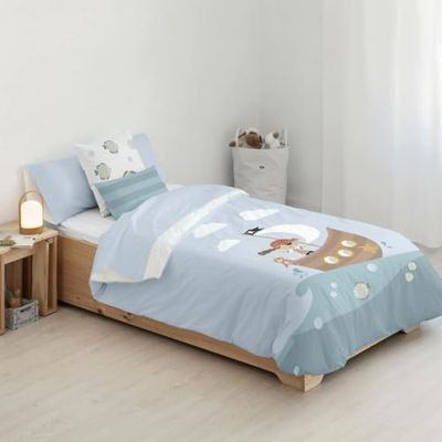 Kids&Cotton Dekbedovertrek Farid blauw, 175 draden, 180 x 220 cm