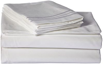 Sweet Home Collection Supreme 1800 Series 4 Piezas Cama Juego de sábanas Egipcio Calidad Bolsillo Profundo, Reina, Color Blanco