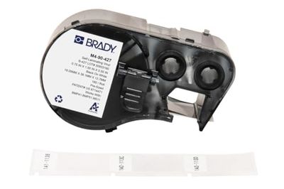 Brady Étiquettes en vinyle auto-protégé étiqueteuses BMP41/BMP51/BMP53/M511 - 180 Étiquettes imprimables adhésives - Noir sur blanc, transparent (19,05 mm (l) x 38,10 mm (H)) - M4-90-427