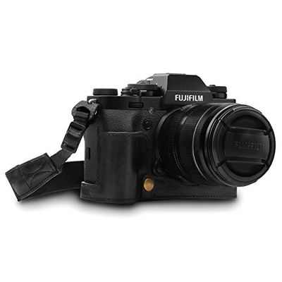 MegaGear MG1552 Estojo Ever Ready, capa de base, capa de logo uso de couro autêntico, com correia para Fujifilm X-T3 - preto