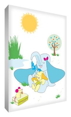 Feel Good Art - Tela A3 in canvas per la cameretta del bambino, design: Elefante, 30,5 x 4 x 41 cm