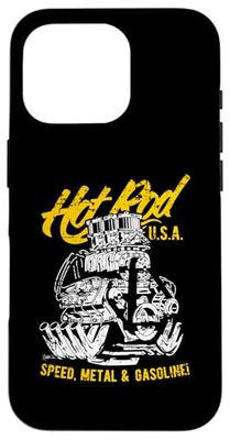 Hotrod Dragster Race Car Muscle Car Engine Distressed Design Case for iPhone 16 Pro
