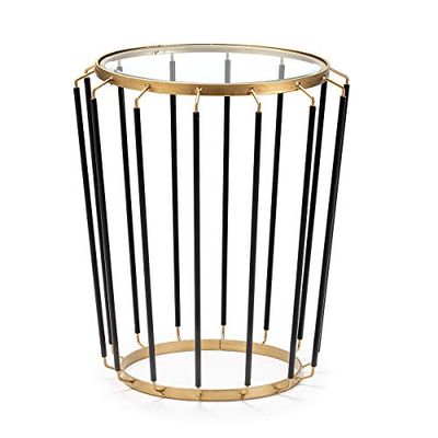 Mesa Auxilar Dorado 48 x 48 x 56 Kristal/Metaal Dorado/Zwart