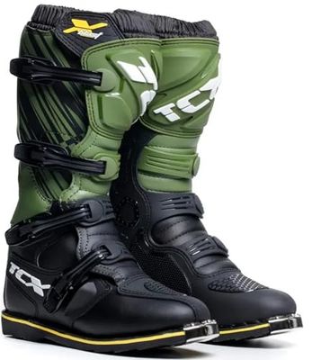 TCX X-Blast Bottes de Motocross, d'Enduro et de Tout-Terrain pour Hommes, avec Tige en Microfibre et Semelle Goodyear, Noir/Vert/Jaune, 40 EU
