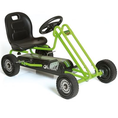 hauck Go Kart Lightning - Macchina Cavalcabile per Bambini con Freno a Mano, Sedile Regolabile in 3 Posizioni e Ruote con Profilo in Gomma - Go Kart a Pedali da 4 Anni fino a 50 Kg - Verde