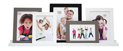 Deknudt Frames S66RY1 - Cornice portafoto per 5 fotografie con Base in Legno, 2 x (10 x 15) + 2 x (13 x 18) + 1 x (15 x 20) cm, Colore: Bianco