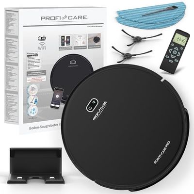 ProfiCare® robotstofzuiger met dweilfunctie, reinigt alle kamers onafhankelijk -robotstofzuiger met app-besturing voor harde vloeren en tapijten,dweilrobot voor 2in1 dweilen en stofzuigen,PC BSR 3108