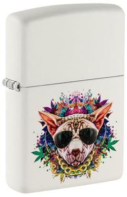 Zippo Lighter, Metal, White Matte-Cat