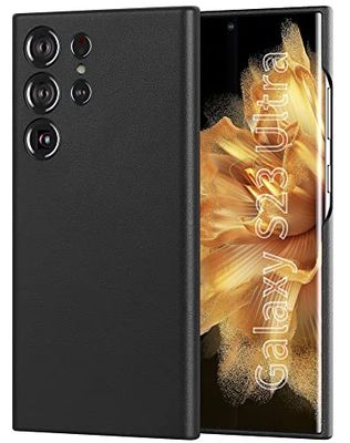 DDJ Samsung Galaxy S23 Ultra hoesje, slanke volledige lederen omslag, schokbestendig, verhoogde bescherming, zwart