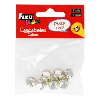 Grafoplás Fixo Kids Lot de 7 grelots en métal argenté Ø 13 mm pour travaux manuels scolaires et décorations pour enfants Noël, célébrations et fêtes