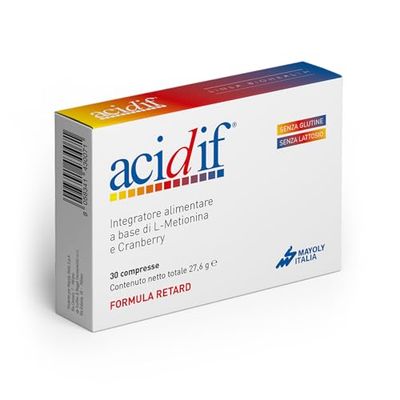 Bio-health Acidif® - Integratore Alimentare a Base di L-Metionina e Estratto Secco di Cranberry (Mirtillo Rosso) Favorisce Funzionalità Urinaria, 30 Compresse in Formula Retard senza Glutine/Lattosio