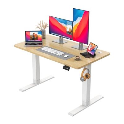 JUMMICO Bureau électrique réglable en Hauteur avec Fonction mémoire - 120 x 60 cm - Beige