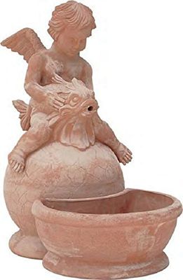 FONTANA DA ESTERNO "PUTTINO" IN TERRACOTTA FATTA A MANO; ALTEZZA CM. 86, DIAMETRO CM. 50.