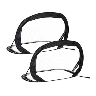 Relaxdays Porta da Calcio per Bambini, Set da 2, Rete Pop Up Portatile per Casa e Giardino, HLP: 80 x 120 x 85 cm, Nero, Acciaio