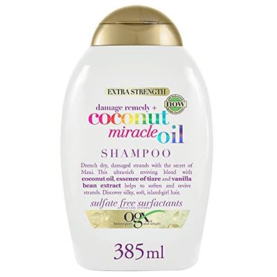 OGX Shampoo, Olio Miracoloso di Cocco, per Capelli Secchi Dannegiatti o Crespi, 385 ml