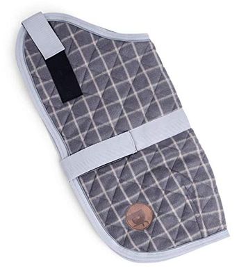 Petface Signature ruitpatroon gewatteerde hondenjas, 30 cm, grijs