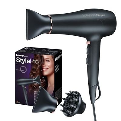 Beurer HC 50 - Secador de pelo, 2200 W, color negro, detalles cromados