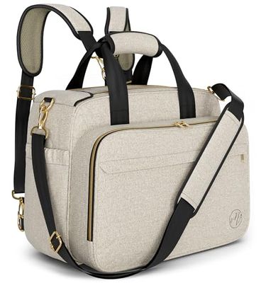 Mellories Convertible Baby Diaper Bag Tote For Baby Boys and Girls - 4 Styles In 1 Backpack Diaper Bag, Beige, M