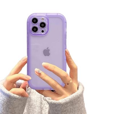WDTURNS Compatibel met iPhone 12 Pro siliconen hoes, verhoogde rand camera en scherm, vergeelt nooit, transparante hoes en TPU-beschermhoes voor iPhone 12 Pro, paars