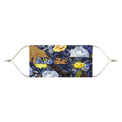 Codello Dames gezichtsmasker | mond-neusmasker | licht zomermasker met bloemenmotief, blauw, Eén maat