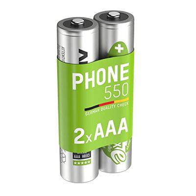 Ansmann 5035523 - Pilha maxE previamente carregada, telefone sem fio, tipo 550 mAh, auto-descarga reduzida, micro AAA, 2 unidades