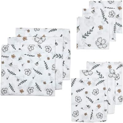 Meyco Baby Floral starterset, set van 9 organische mousseline (eerste uitrusting van 100% biologisch katoen, huidvriendelijk, multifunctioneel gebruik, duurzaam en milieuvriendelijk), veelkleurig