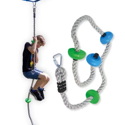 Schildkröt Rope, Cuerda de Escalada para Niños a Partir de 5 Años, Incluye 4 Escalones, Fijación Fácil a la Jungle Line o Columpios, Color, (970712)