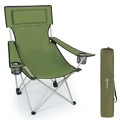 HOMECALL opvouwbare campingstoel, groen, armleuning met bekerhouder